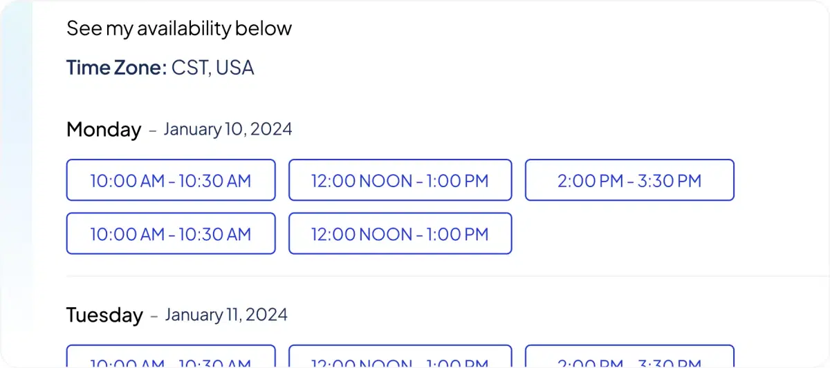 Share Your Availability
